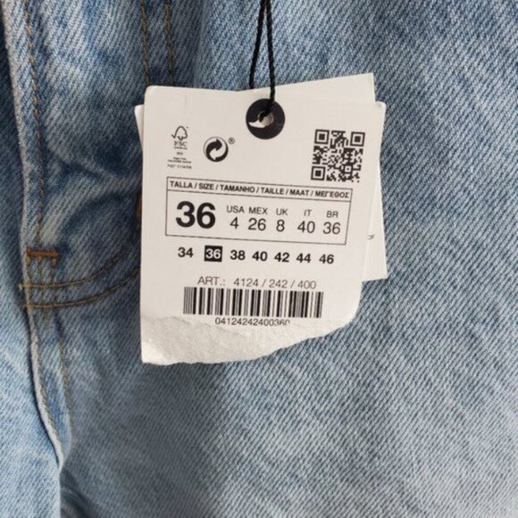 Zara High Rise Straight Full Length Distressed Jeans Size 4 - Picture 5 of 8